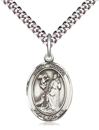 Pewter Saint Rocco Medal Religious Jewelry Engraved Catholic Saint Jewelry