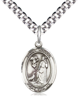 Pewter Saint Rocco Medal Religious Jewelry Engraved Catholic Saint Jewelry