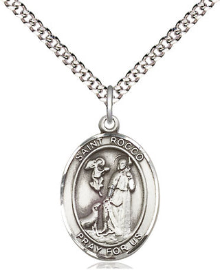 Pewter Saint Rocco Medal Religious Jewelry Engraved Catholic Saint Jewelry