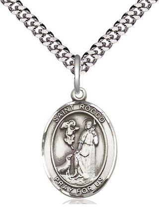 Pewter Saint Rocco Medal Religious Jewelry Engraved Catholic Saint Jewelry
