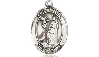 Sterling Silver Saint Rocco Medal Religious Jewelry Engraved Catholic Saint Jewelry