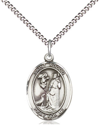Sterling Silver Saint Rocco Medal Religious Jewelry Engraved Catholic Saint Jewelry