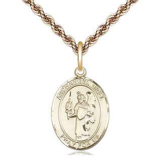 14kt Gold Filled Saint Uriel the Archangel Medal Religious Jewelry Engraved Catholic Saint Jewelry