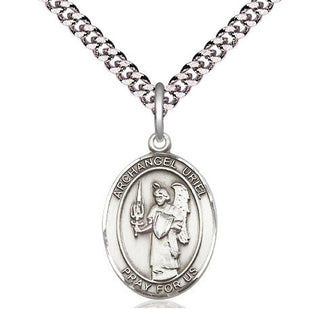 Pewter Saint Uriel the Archangel Medal Religious Jewelry Engraved Catholic Saint Jewelry