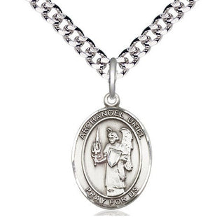 Pewter Saint Uriel the Archangel Medal Religious Jewelry Engraved Catholic Saint Jewelry