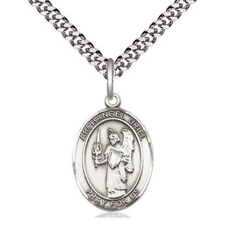 Pewter Saint Uriel the Archangel Medal Religious Jewelry Engraved Catholic Saint Jewelry