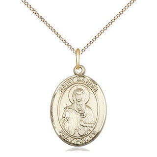 14kt Gold Filled Saint Marina Medal Religious Jewelry Engraved Catholic Saint Jewelry