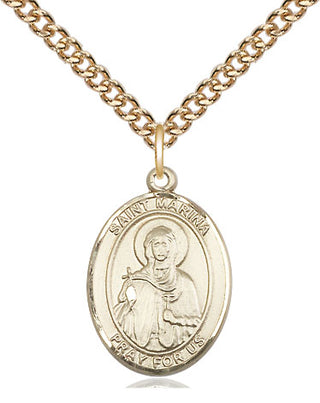 14kt Gold Filled Saint Marina Medal Religious Jewelry Engraved Catholic Saint Jewelry