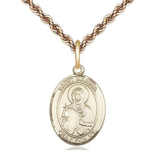 14kt Gold Filled Saint Marina Medal Religious Jewelry Engraved Catholic Saint Jewelry