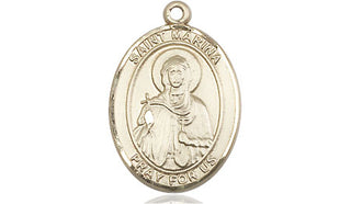 14kt Gold Saint Marina Medal Engraved Catholic Saint Jewelry