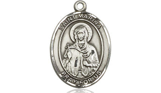 Pewter Saint Marina Medal Engraved Catholic Saint Jewelry
