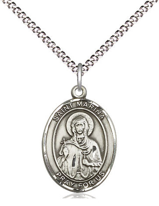 Pewter Saint Marina Medal Religious Jewelry Engraved Catholic Saint Jewelry