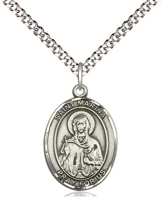 Pewter Saint Marina Medal Religious Jewelry Engraved Catholic Saint Jewelry