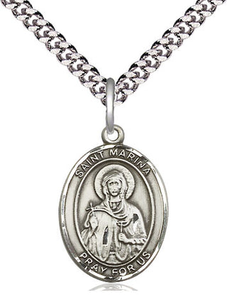 Pewter Saint Marina Medal Religious Jewelry Engraved Catholic Saint Jewelry