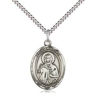 Sterling Silver Saint Marina Medal Religious Jewelry Engraved Catholic Saint Jewelry