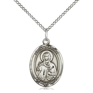 Sterling Silver Saint Marina Medal Religious Jewelry Engraved Catholic Saint Jewelry