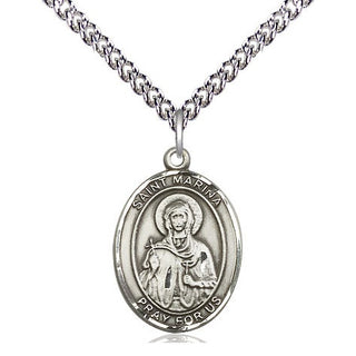 Sterling Silver Saint Marina Medal Religious Jewelry Engraved Catholic Saint Jewelry