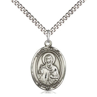 Sterling Silver Saint Marina Medal Religious Jewelry Engraved Catholic Saint Jewelry