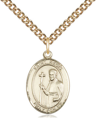 14kt Gold Saint Regis Medal Engraved Catholic Saint Jewelry