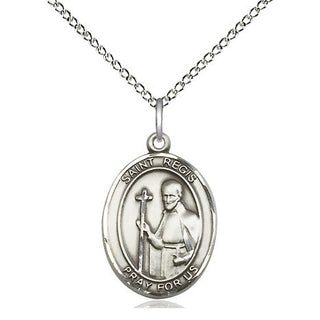 Sterling Silver Saint Regis Medal Religious Jewelry Engraved Catholic Saint Jewelry