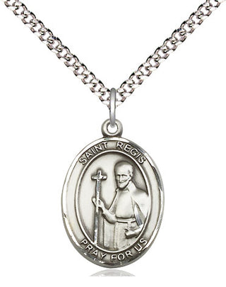 Sterling Silver Saint Regis Medal Religious Jewelry Engraved Catholic Saint Jewelry