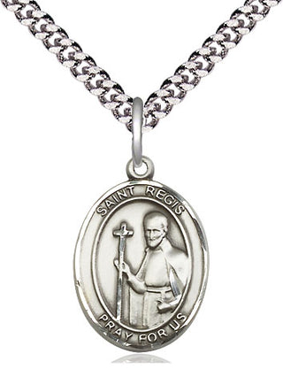 Sterling Silver Saint Regis Medal Religious Jewelry Engraved Catholic Saint Jewelry