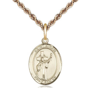 14kt Gold Saint Aidan of Lindesfarne Medal Engraved Catholic Saint Jewelry