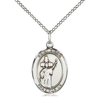 Sterling Silver Saint Aidan of Lindesfarne Medal Religious Jewelry Engraved Catholic Saint Jewelry