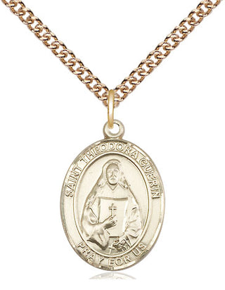 14kt Gold Filled Saint Theodora Medal Religious Jewelry Engraved Catholic Saint Jewelry