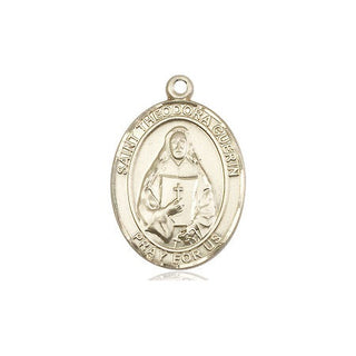 14kt Gold Saint Theodora Medal Engraved Catholic Saint Jewelry