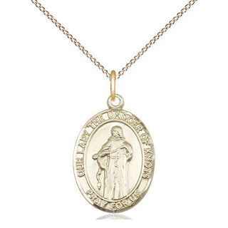 14kt Gold Filled Our Lady of Knots Medal Religious Jewelry Engraved Catholic Saint Jewelry