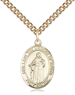 14kt Gold Filled Our Lady of Knots Medal Religious Jewelry Engraved Catholic Saint Jewelry