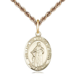 14kt Gold Filled Our Lady of Knots Medal Religious Jewelry Engraved Catholic Saint Jewelry