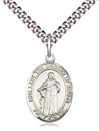 Pewter Our Lady of Knots Medal Religious Jewelry Engraved Catholic Saint Jewelry