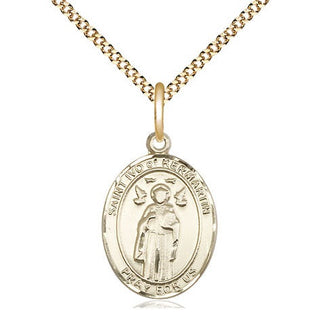 14kt Gold Filled Saint Ivo Medal Religious Jewelry Engraved Catholic Saint Jewelry