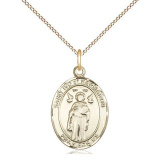 14kt Gold Filled Saint Ivo Medal Religious Jewelry Engraved Catholic Saint Jewelry