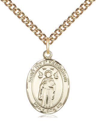 14kt Gold Filled Saint Ivo Medal Religious Jewelry Engraved Catholic Saint Jewelry
