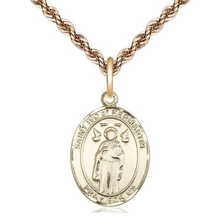 14kt Gold Filled Saint Ivo Medal Religious Jewelry Engraved Catholic Saint Jewelry