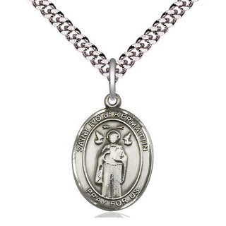 Pewter Saint Ivo Medal Religious Jewelry Engraved Catholic Saint Jewelry