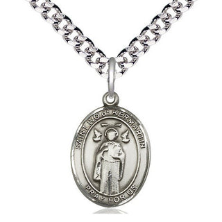 Pewter Saint Ivo Medal Religious Jewelry Engraved Catholic Saint Jewelry