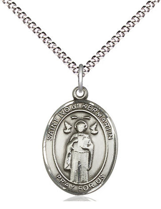 Sterling Silver Saint Ivo Medal Religious Jewelry Engraved Catholic Saint Jewelry