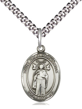 Sterling Silver Saint Ivo Medal Religious Jewelry Engraved Catholic Saint Jewelry