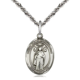 Sterling Silver Saint Ivo Medal Religious Jewelry Engraved Catholic Saint Jewelry