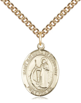 14kt Gold Saint Raymond of Penafort Medal Engraved Catholic Saint Jewelry