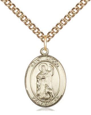 14kt Gold Filled Saint Drogo Medal Religious Jewelry Engraved Catholic Saint Jewelry