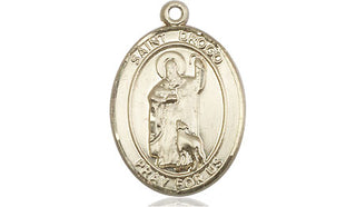 14kt Gold Saint Drogo Medal Engraved Catholic Saint Jewelry