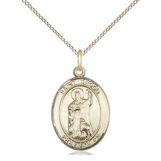 14kt Gold Saint Drogo Medal Engraved Catholic Saint Jewelry