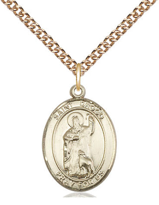 14kt Gold Saint Drogo Medal Engraved Catholic Saint Jewelry