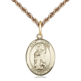 14kt Gold Saint Drogo Medal Engraved Catholic Saint Jewelry