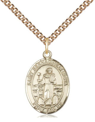 14kt Gold Filled Saint Bernadine of Sienna Medal Religious Jewelry Engraved Catholic Saint Jewelry
